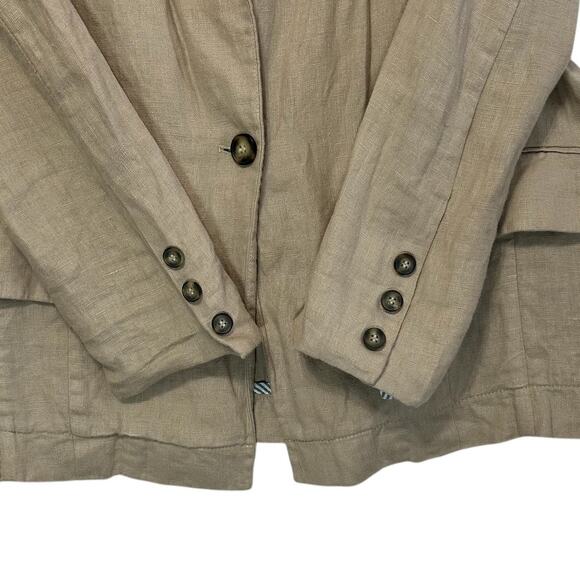 Free People Can't Get Enough Linen Blazer Women's Sz XS Beige Oversized Career - Picture 6 of 7